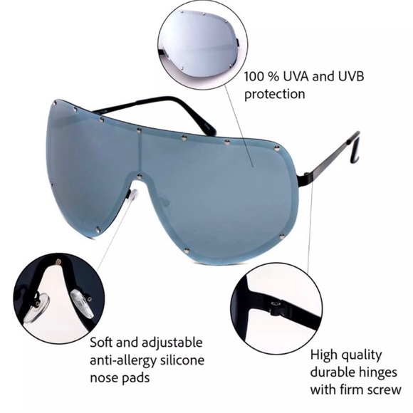 🥂PINK MIRROR ✨SHIELD OVERSIZED MASK SUNNIES XL - Picture 5 of 6